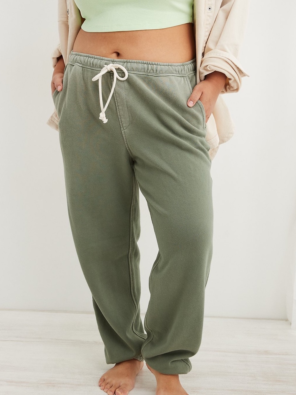 Aerie Boyfriend Joggers in Olive Fun Green